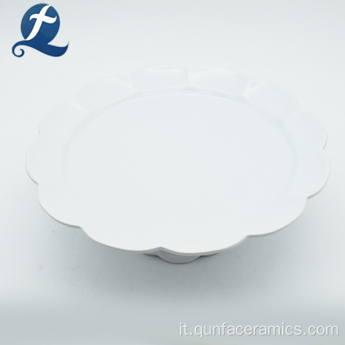 Piatto torta in ceramica bianca personalizzato Moder